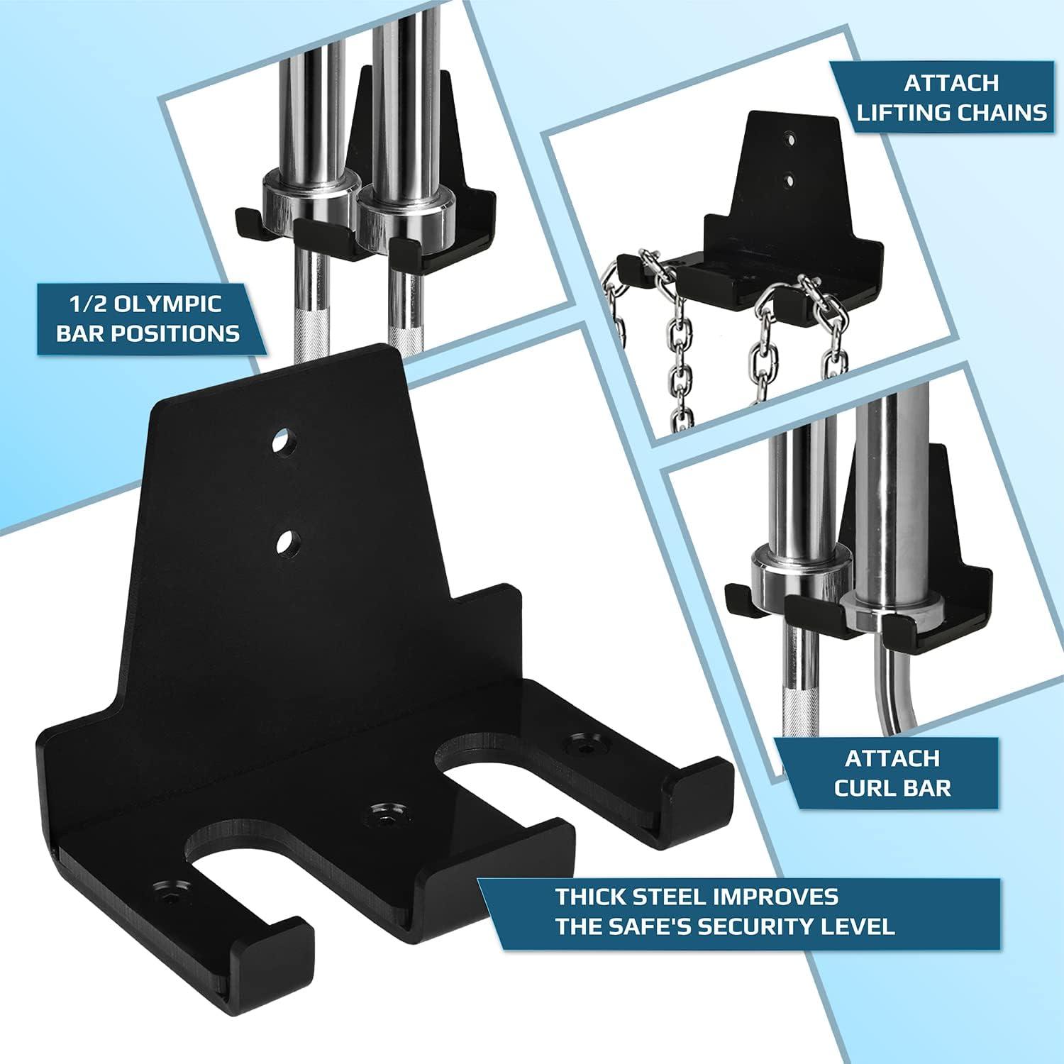 image:imageYes4All Vertical Wall Mounted Olympic Barbell Holder Barbell Storage Rack Hanging Barbell Rack for Home Fitness EquipmentBlack Vertical Wall Mounted 2 Bars