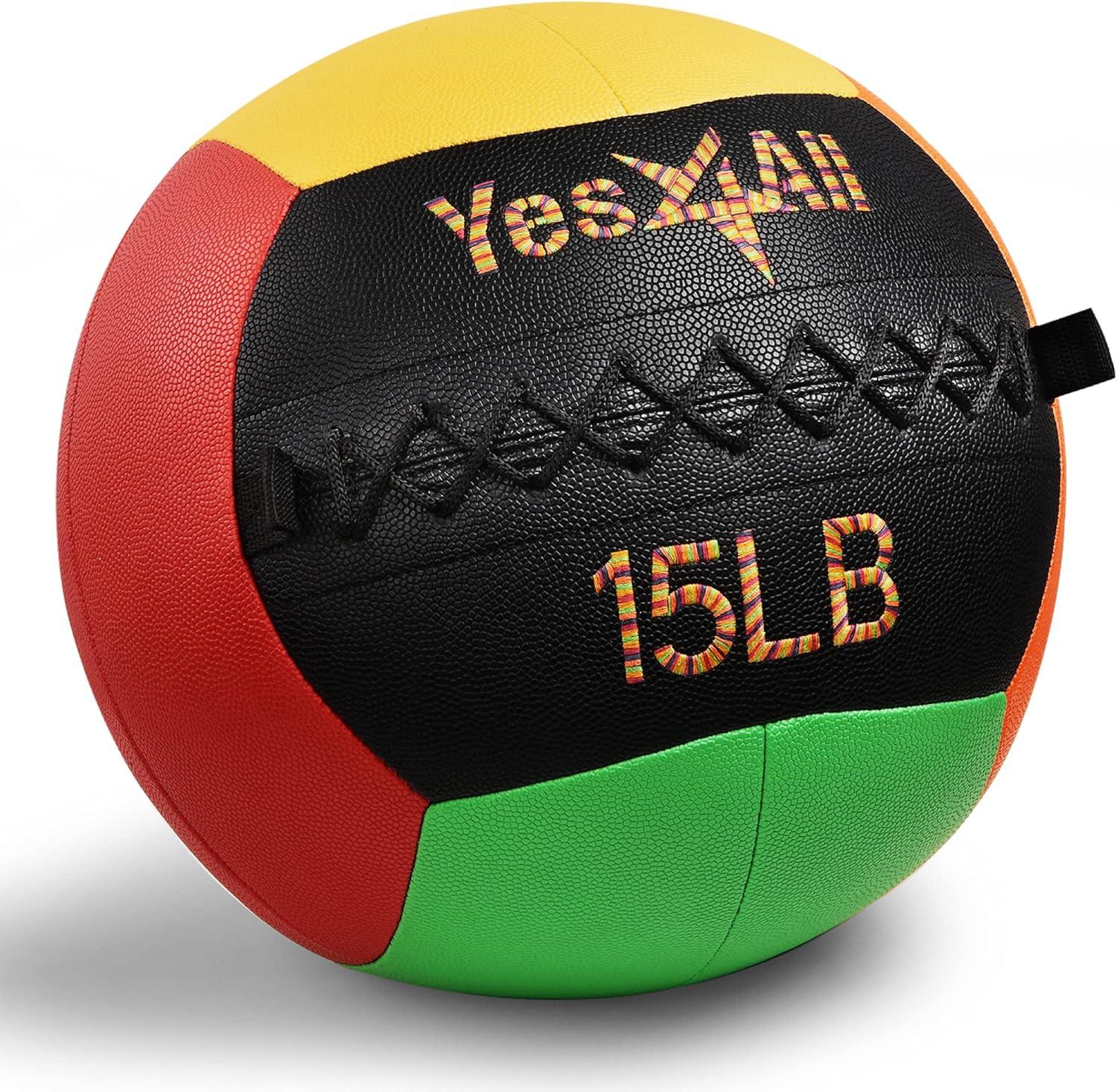 image:imageYes4All Wall Ball Soft Leather Weighted Iron Sand Ball for Dynamic Multifunctional Exercise 6 LB 30 LBC Premium Vibrant