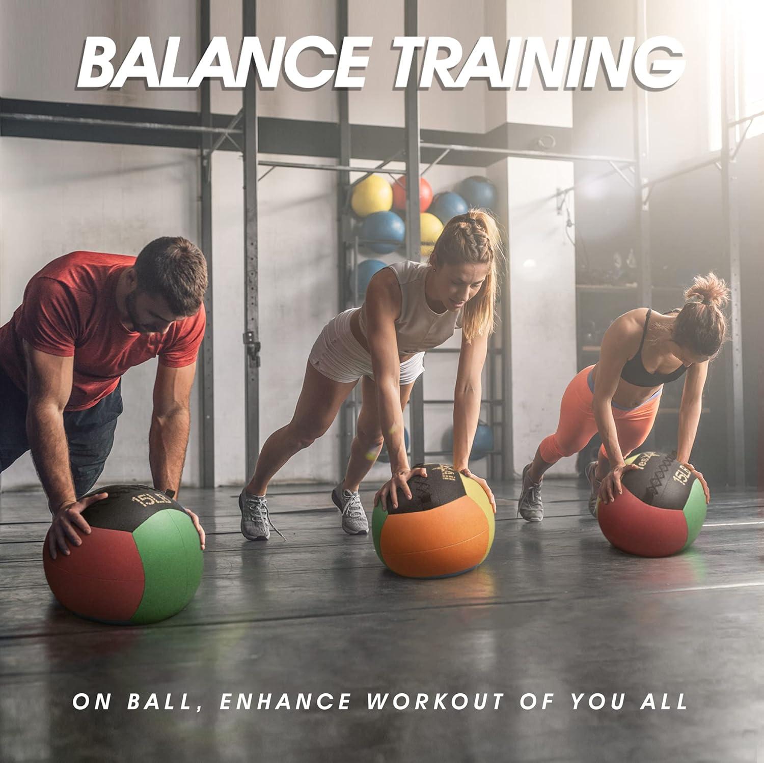 image:imageYes4All Wall Ball Soft Leather Weighted Iron Sand Ball for Dynamic Multifunctional Exercise 6 LB 30 LBC Premium Vibrant