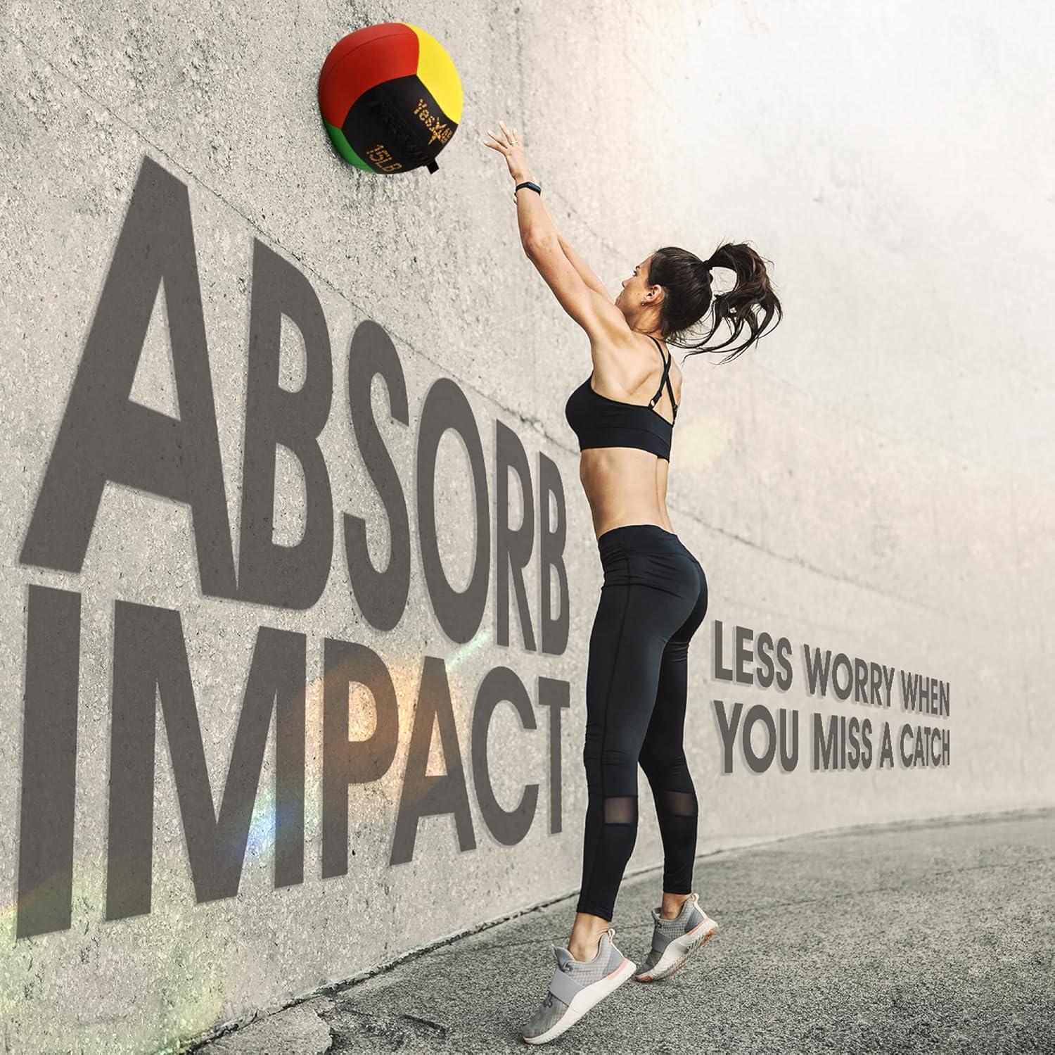 image:imageYes4All Wall Ball Soft Leather Weighted Iron Sand Ball for Dynamic Multifunctional Exercise 6 LB 30 LBC Premium Vibrant