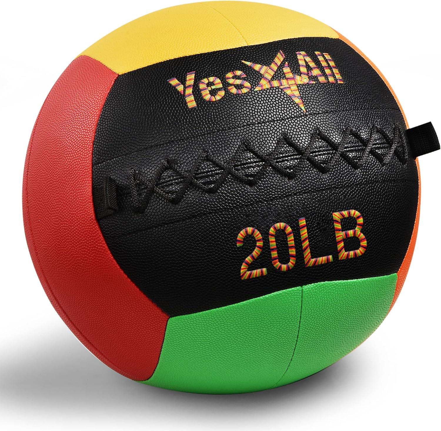 image:imageYes4All Wall Ball Soft Leather Weighted Iron Sand Ball for Dynamic Multifunctional Exercise 6 LB 30 LBC Premium Vibrant