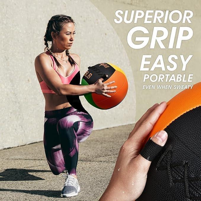 image:imageYes4All Wall Ball Soft Leather Weighted Iron Sand Ball for Dynamic Multifunctional Exercise 6 LB 30 LBC Premium Vibrant