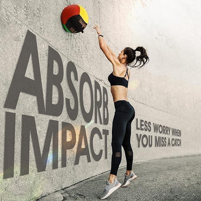 image:imageYes4All Wall Ball Soft Leather Weighted Iron Sand Ball for Dynamic Multifunctional Exercise 6 LB 30 LBC Premium Vibrant