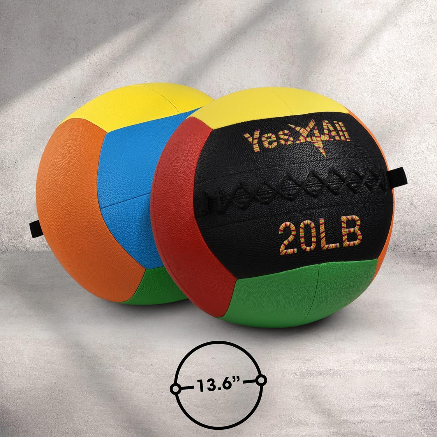 image:imageYes4All Wall Ball Soft Leather Weighted Iron Sand Ball for Dynamic Multifunctional Exercise 6 LB 30 LBC Premium Vibrant
