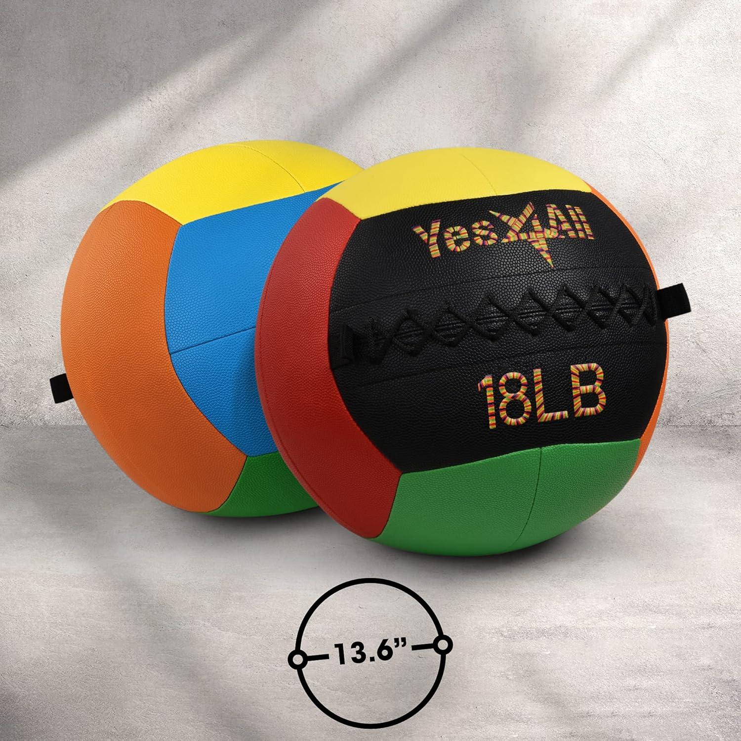 image:imageYes4All Wall Ball Soft Leather Weighted Iron Sand Ball for Dynamic Multifunctional Exercise 6 LB 30 LBC Premium Vibrant