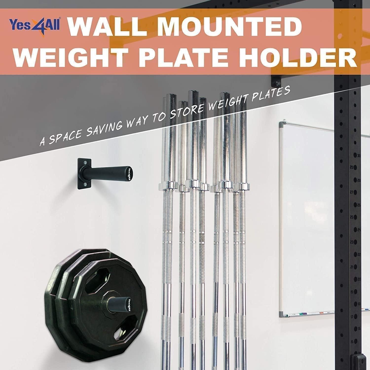 image:imageYes4All Wall Mounted Weight Plate Holder Fit 2inch Olympic Weight Plates Protective Rubber PadE Weight Plate Holder Single