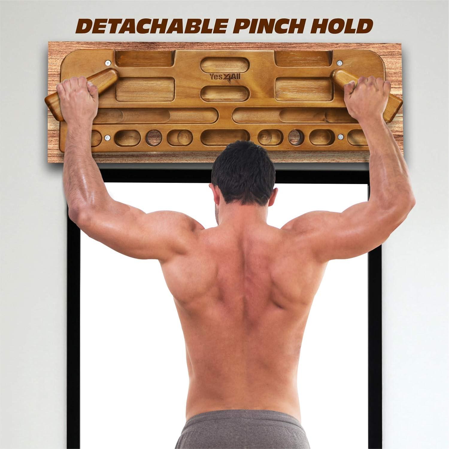 image:imageYes4All Wooden Hang BoardClimbing Board for Doorway Hand Strengthener Equipment for Training Finger Grip and Pull UpA Espresso Upgraded