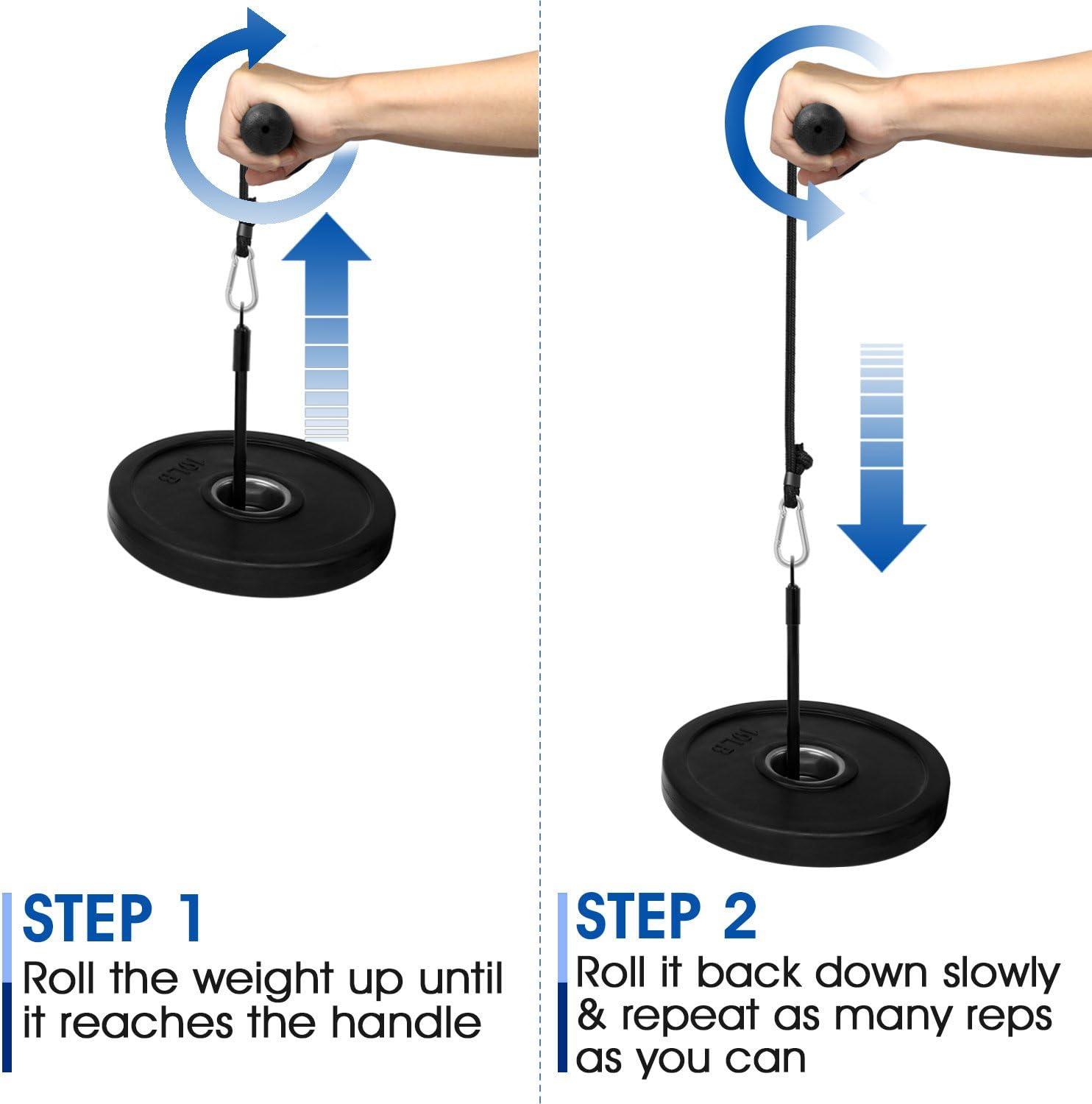 image:imageYes4All Wrist and Forearm Blaster Wrist Roller amp Forearm Roller for Training Workout WristArm Blaster Fit 1inch Standard amp 2inch Olympic Weight PlatesA Basic Black