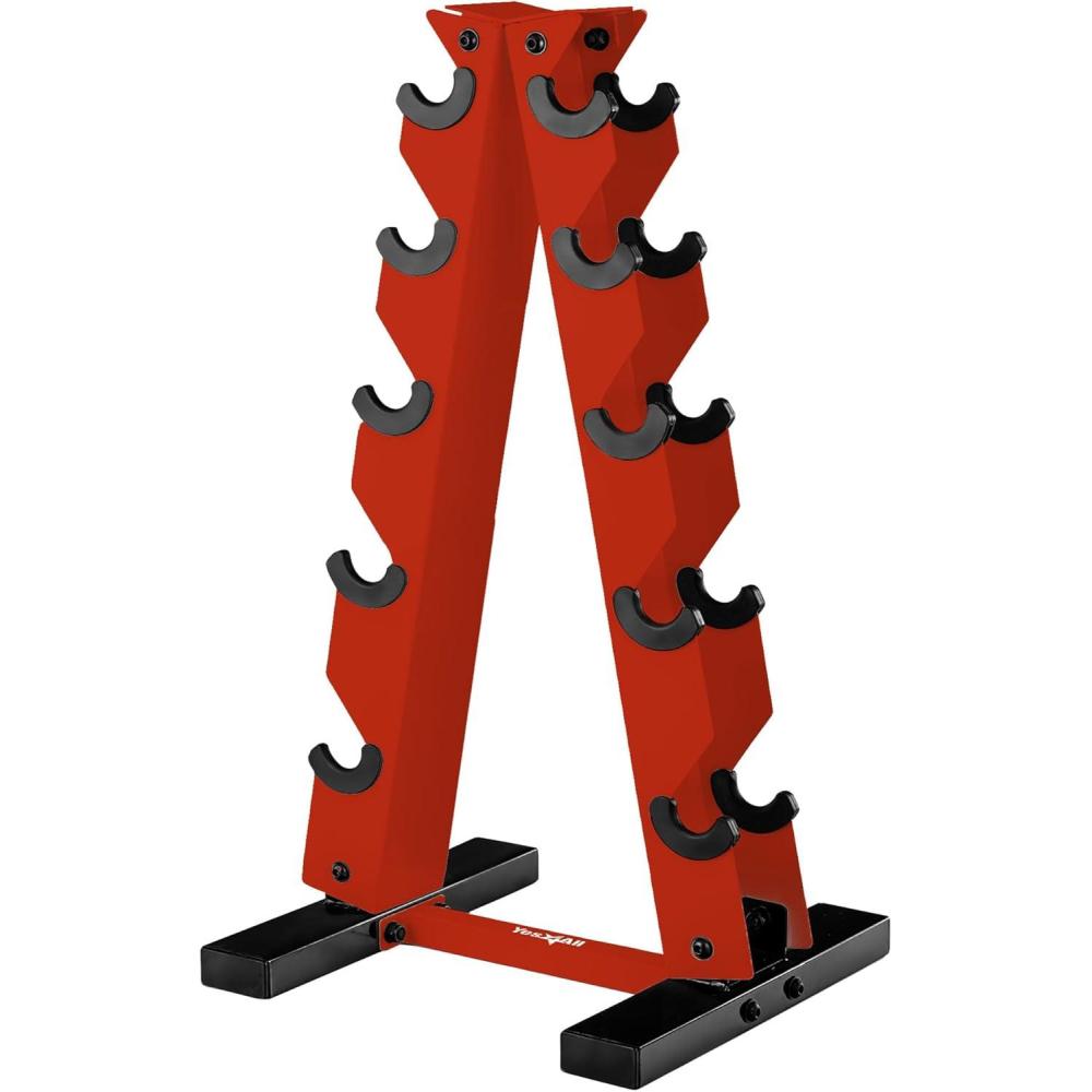 image:imageYES4ALL Dumbbell Rack Stand Only 5 Tier A Frame Weight Rack for DumbbellsRed