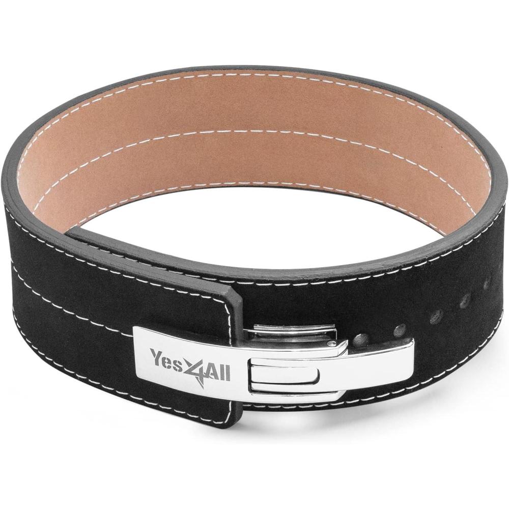 image:imageYes4All 100 Leather Premium Weightlifting BeltGenuine Leather 2in1 Dip Belt With ChainSelflocking Belt Robust Alloy Steel Buckle 10mm Thick For Heavy Lifting Squats Deadlifts and MoreC Size XL 3642 inches