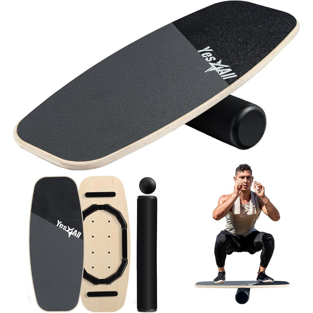 image:imageYes4All 2in1 Balance Boards Set 9 Adjustable Modes Surf Trainer Wobble Board Exercise for Adults Includes Roller amp Ball