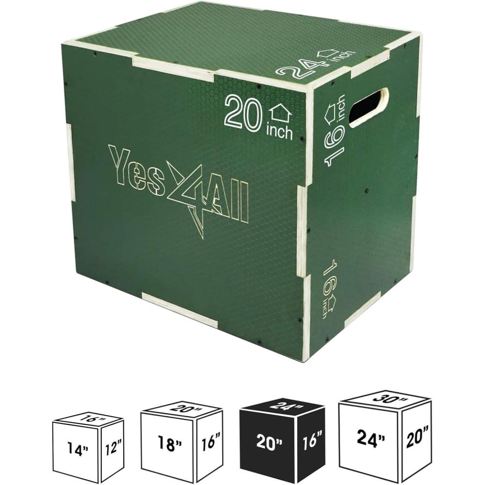image:imageYes4All 3 in 1 NonSlip Wooden Plyo Box Plyometric Box for Home Gym and Outdoor Workout 24 20 16  Green
