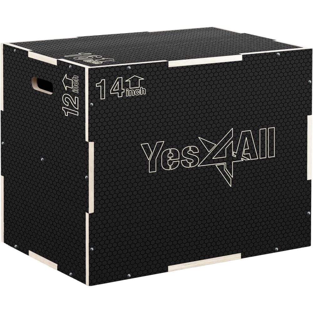 image:imageYes4All 3 in 1 NonSlip Wooden Plyo Box Step Up Box for Workout Plyometric Jump Box for Skipping Jumping Lunges Squats DipsA Black