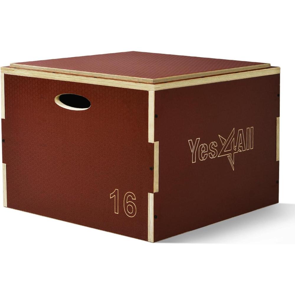 image:imageYes4All 3 in 1 Wooden Plyo Box Plyometric Box Platform for Jump Training Jump Boxes for Home Gym Exercise and Outdoor WorkoutB Red