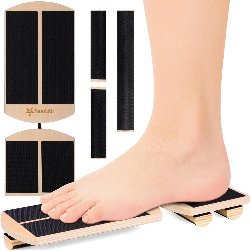 image:imageYes4All 350LBS Professional Wooden Balance Board for Leg Workout AntiSlip Rocker Board Wobble Board for Standing DeskNatural Wood