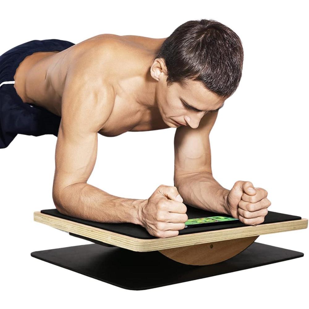 image:imageYes4All 350LBS Professional Wooden Balance Board for Leg Workout AntiSlip Rocker Board Wobble Board for Standing DeskSmartphone Board