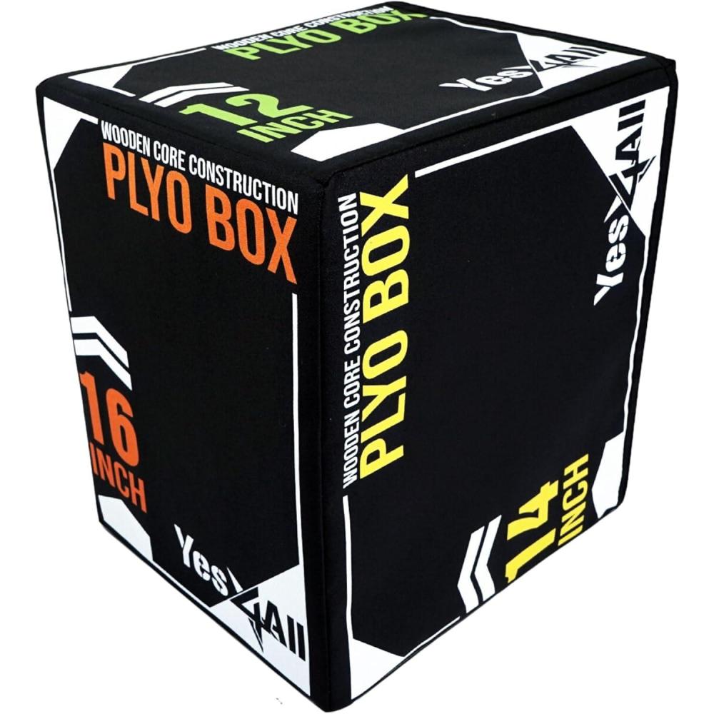 image:imageYes4All 3in1 SoftPadded Plyo Box With Wooden Core NonSlip MultiUse Cushioned Plyometric Jump Box with Vinyl Cover for Jumping Conditioning Strength TrainingA Black Version