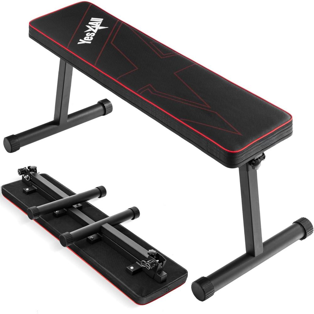 image:imageYes4All 4145 Inches Flat Weight Bench 25 Thick Cushion Foldable Bench Press with NonSlip Foot CapsBlack