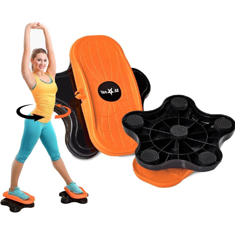 image:imageYes4All Ab Twister Board 15 inch XXL Waist Twisting DiscTwisting Stepper for Aerobic Exercise Full Body Toning Workout NoiseFree 2pcs in a BoxBlackOrange