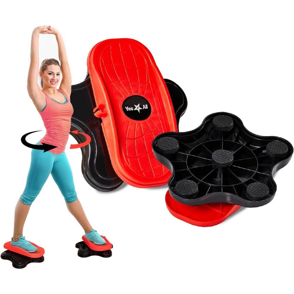 image:imageYes4All Ab Twister Board 15 inch XXL Waist Twisting DiscTwisting Stepper for Aerobic Exercise Full Body Toning Workout NoiseFree 2pcs in a BoxBlackRed