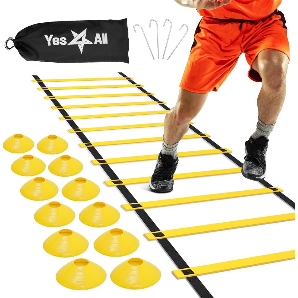 image:imageYes4All Agility Ladder Adjustable Speed amp Agility Training Equipment for All Ages Durable Portable Multiple Combo Sets AvailableA Combo Yellow