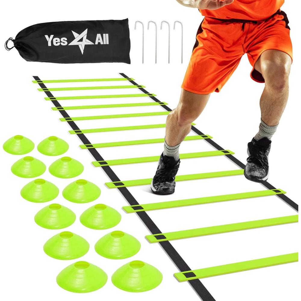 image:imageYes4All Agility Ladder Adjustable Speed amp Agility Training Equipment for All Ages Durable Portable Multiple Combo Sets AvailableB Combo Lime