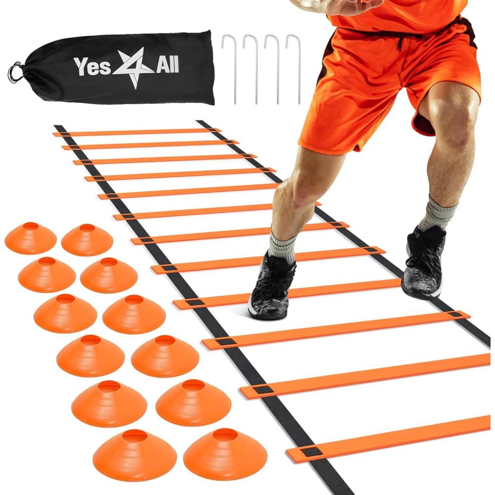 image:imageYes4All Agility Ladder Adjustable Speed amp Agility Training Equipment for All Ages Durable Portable Multiple Combo Sets AvailableC Combo Orange
