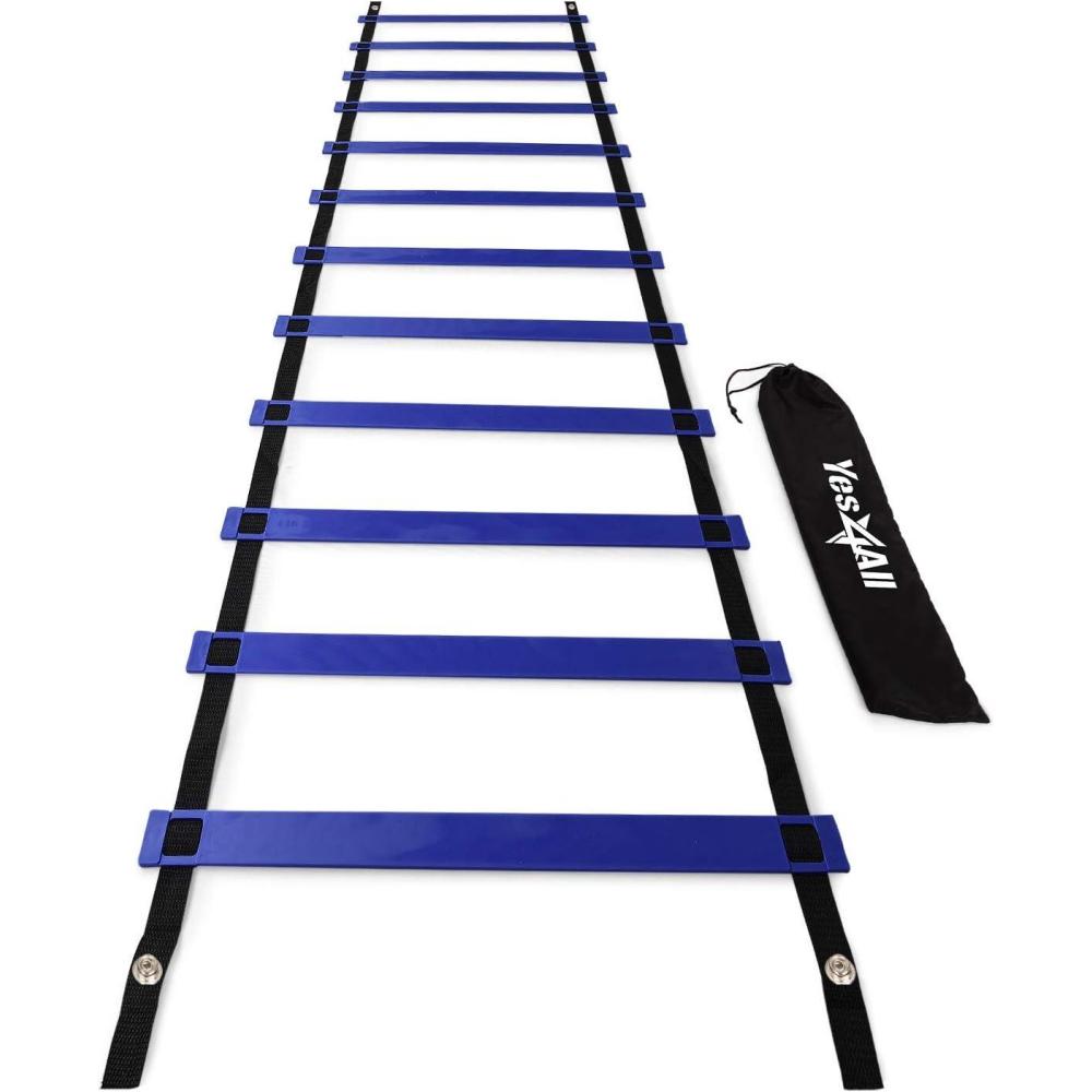 image:imageYes4All Agility Ladder Speed Training Equipment Adjustable Football Ladder for All Ages with Carry Bag Durable Portable Multiple Colors amp RungsE 12 rung Blue