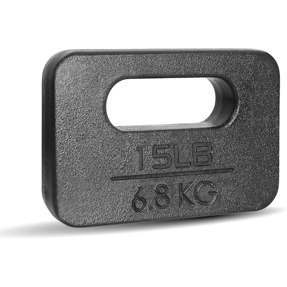image:imageYes4All Cast Iron Rucking Weight for Backpack Training Weight Plate with Ergonomic Rounded Handle Protective Glossy Finish for Weighted Walking Hiking Rucking Resistance Workout 10 LBB 15LB