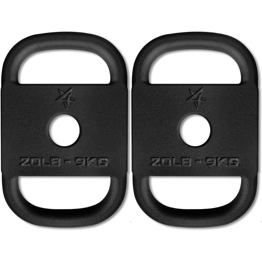 image:imageYes4All Cast Iron Rucking Weight with 2 Center Hole Training Weight Plate with Upgraded Rounded Handle for Weighted Walking Lifting Rucking amp Tactical Strength Training US Patented DesignB 2x20LB Set of 2
