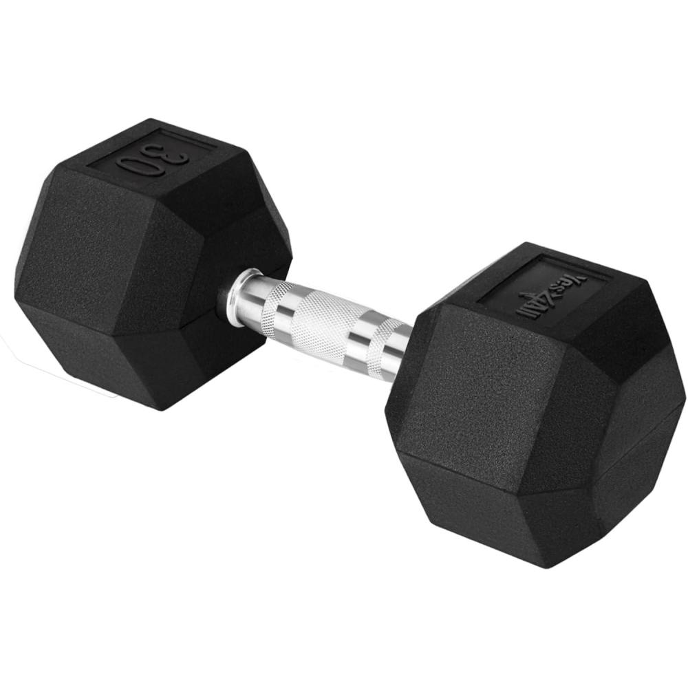 image:imageYes4All Chrome Grip Encased Hex Dumbbells  Hand Weights With AntiSlip 550 LBS Single30 Pounds  Single