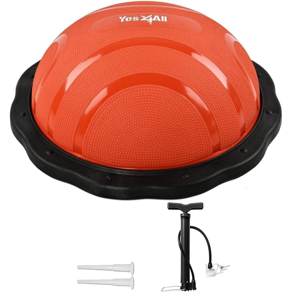 image:imageYes4All Combo Half Ball Balance Trainer Balance Massager Roller for Yoga Pilates StretchesB RedBlack