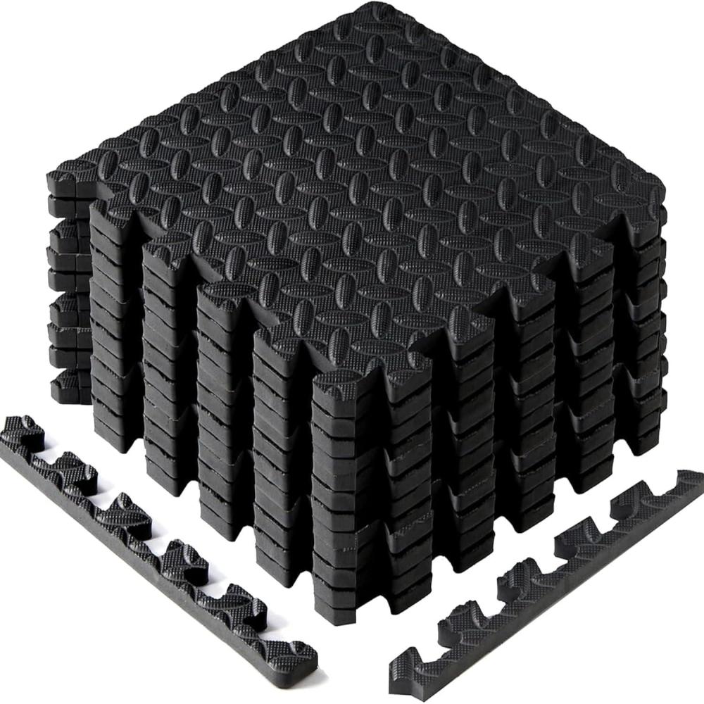 image:imageYes4All EVA Interlocking Mats Puzzle Floor Tiles Foam Floor Padding with Border for Furniture Home Space Living Room Garage 24 SQFT