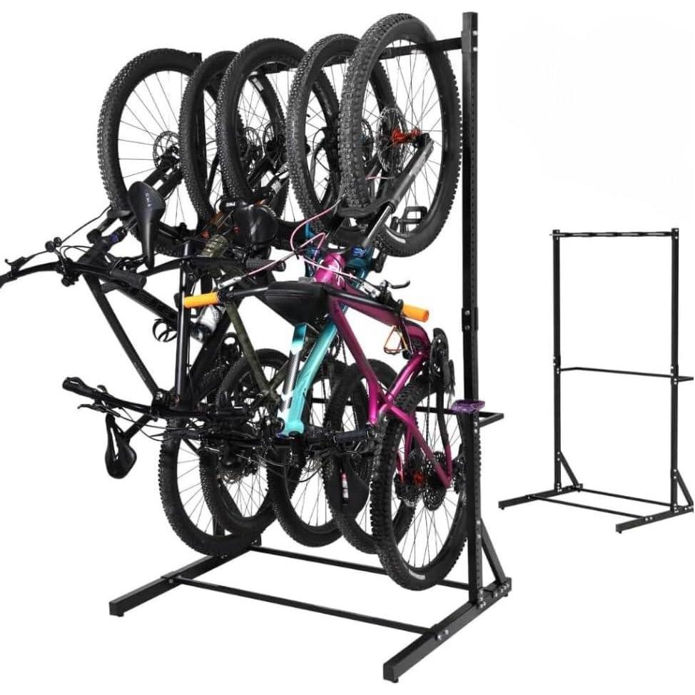 image:imageYes4All Freestanding Bike Storage Rack 300 Lbs 5 Levels Sturdy Steel Vertical Bike Rack Bike Racks for Home and Garage Organizer IndoorOutdoor Bike Storage RackA Bike Storage Rack