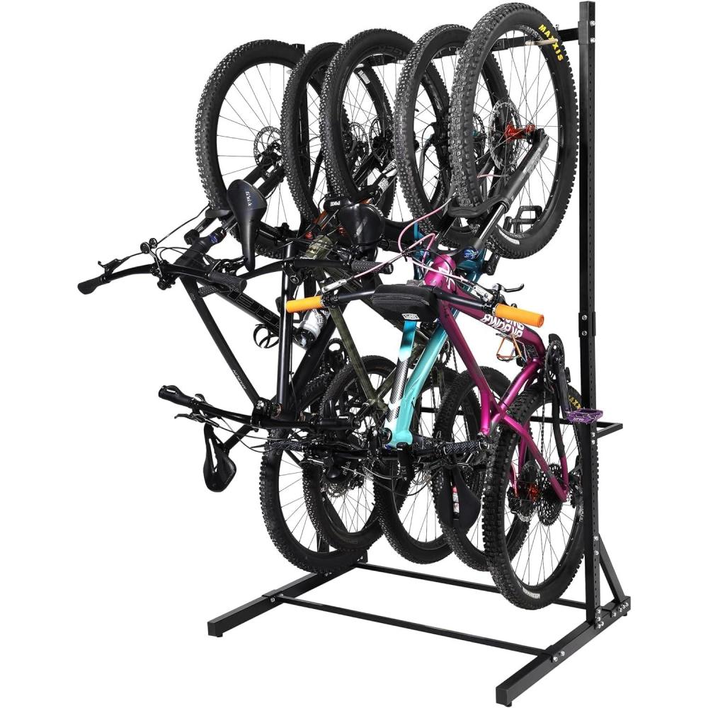 image:imageYes4All Freestanding Bike Storage Rack 300 Lbs 5 Levels Sturdy Steel Vertical Bike Rack Bike Racks for Home and Garage Organizer IndoorOutdoor Bike Storage RackB Upgraded Bike Rack