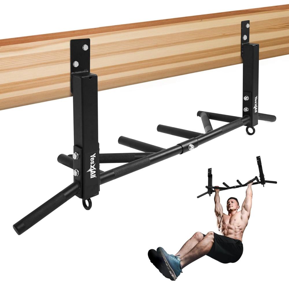 image:imageYes4All Heavy Duty Wall Mounted Pull Up Bar MultiGrip Pull Ups Pull Up Bar Ceiling Mount Joist Mount for Home GymF Joist Mounted