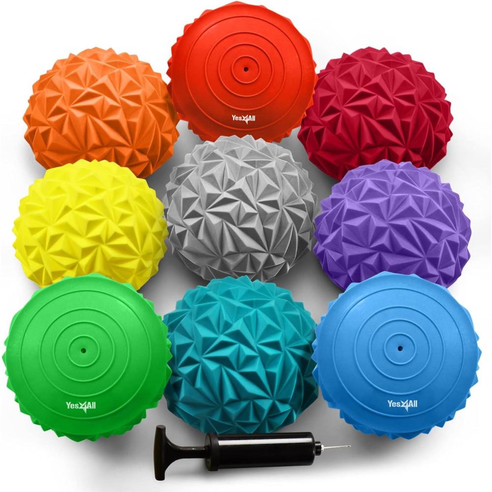 image:imageYes4All Hedgehog Balance Pods for Exercise Core Body Balancing Balance Pods for Youth amp Adults with Hand Pump  Set of 5D Rocky  9pcs