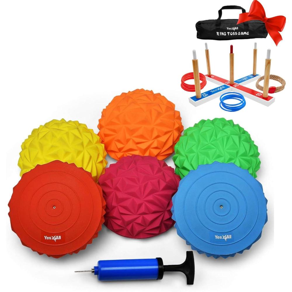 image:imageYes4All Hedgehog Balance Pods for Exercise Core Body Balancing Balance Pods for Youth amp Adults with Hand Pump  Set of 6