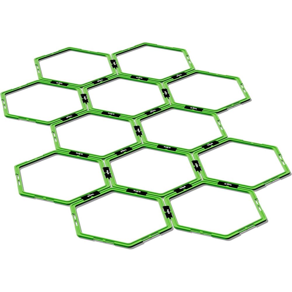 image:imageYes4All Hex Agility RingsSpeed Rings with Carrying Bag Hexagon Rings Agility Hurdles for Agility Footwork TrainingD Neon Green 12 Rings