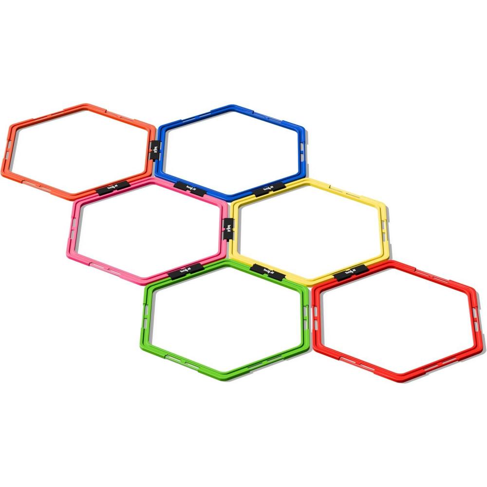 image:imageYes4All Hex Agility RingsSpeed Rings with Carrying Bag Hexagon Rings Agility Hurdles for Agility Footwork TrainingE Colorful 6 Rings