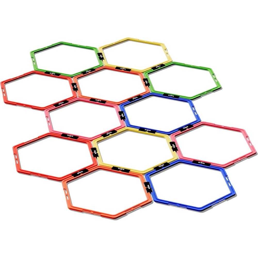 image:imageYes4All Hex Agility RingsSpeed Rings with Carrying Bag Hexagon Rings Agility Hurdles for Agility Footwork TrainingF Colorful 12 Rings