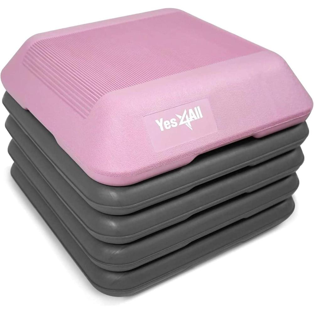 image:imageYes4All High Arobic Step Platform amp Stackable Risers  Adjustable 4681012 Height  Choose Full Step Platform Set or 2Pack Stackable Risers Customize for Cardio amp Aerobic ExerciseB PinkGrey