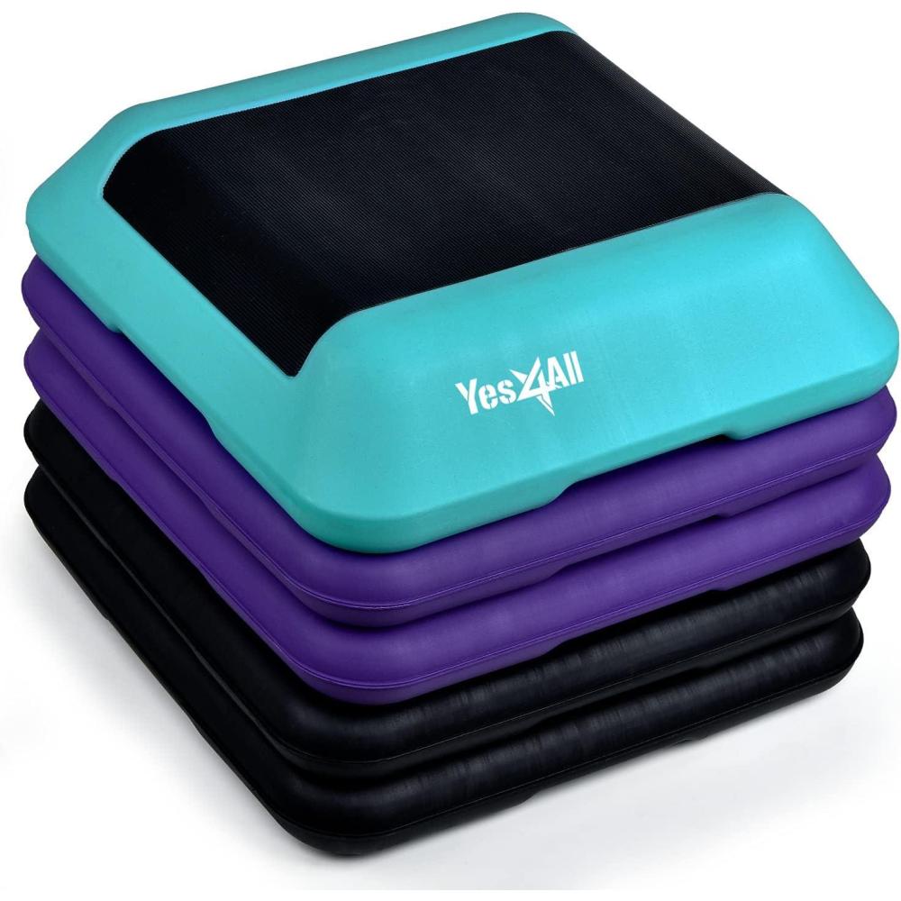 image:imageYes4All High Arobic Step Platform amp Stackable Risers Adjustable 4681012 Height Choose Full Step Platform Set or 2Pack Stackable Risers Customize for Cardio amp Aerobic ExerciseD TealPurple with Black