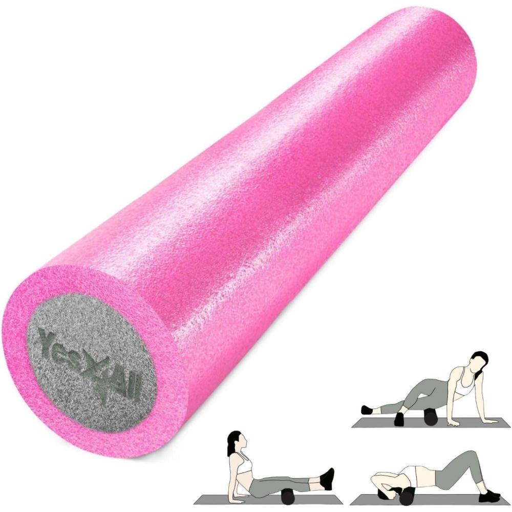 image:imageYes4All HighDensity EPP Round Back Roller Foam Exercise Foam Roller for Yoga Pilates amp Stretching  12 18 24 36 inch36 Inches  PinkGrey