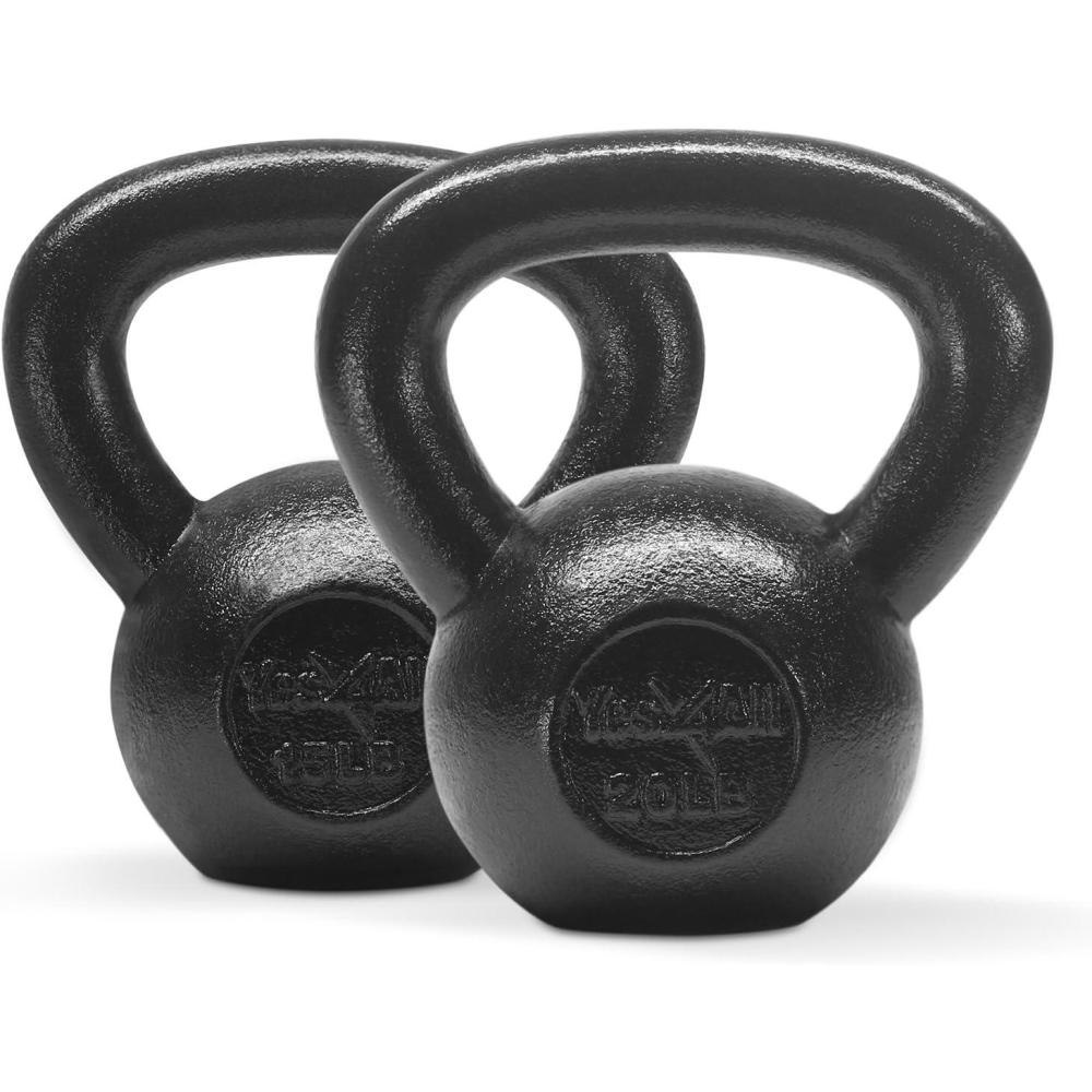 image:imageYes4All Kettlebell Sets 5  10  15  20  25  30 LB Cast Iron Strength Training Kettlebells Wide Handles amp Flat Bottom MultiLevel from Beginners to Pros for Strength Training amp Home GymB 15  20 lbs