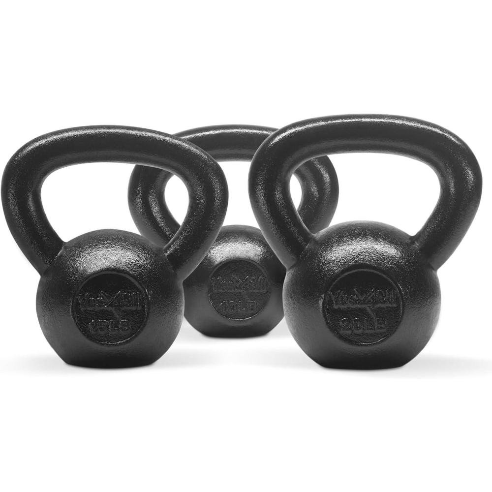 image:imageYes4All Kettlebell Sets 5  10  15  20  25  30 LB Cast Iron Strength Training Kettlebells Wide Handles amp Flat Bottom MultiLevel from Beginners to Pros for Strength Training amp Home GymE 10  15  20 lbs