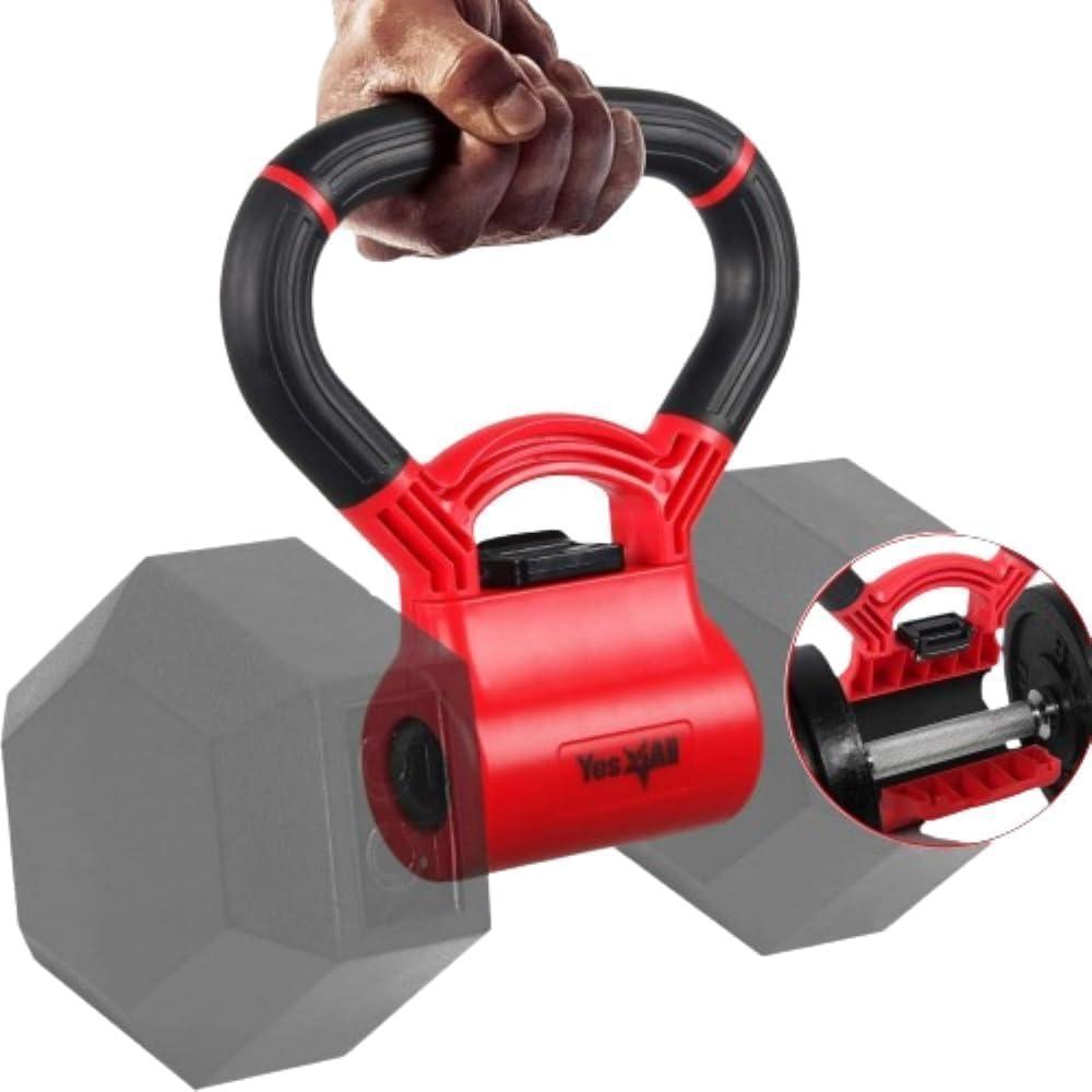 image:imageYes4All Kettlebells Grip Dumbbell Grip Handle Convert Dumbbells into Kettlebell for Home Gym Kettlebell for Weights PlateC Red Black