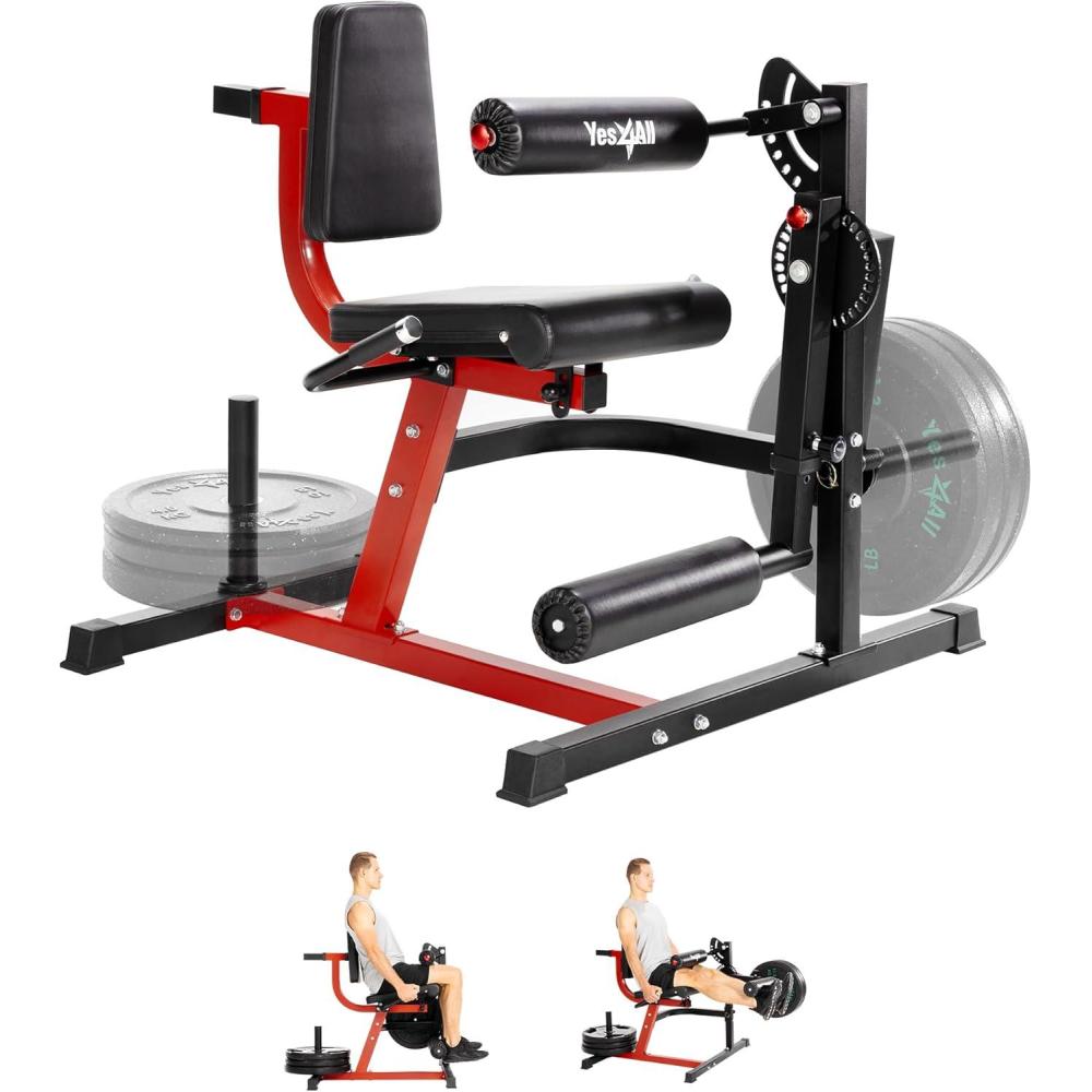 image:imageYes4All Leg Extension and Curl Machine Adjustable Leg Machine with Plate Loaded Leg Extension and Curl Bench for Home Gym