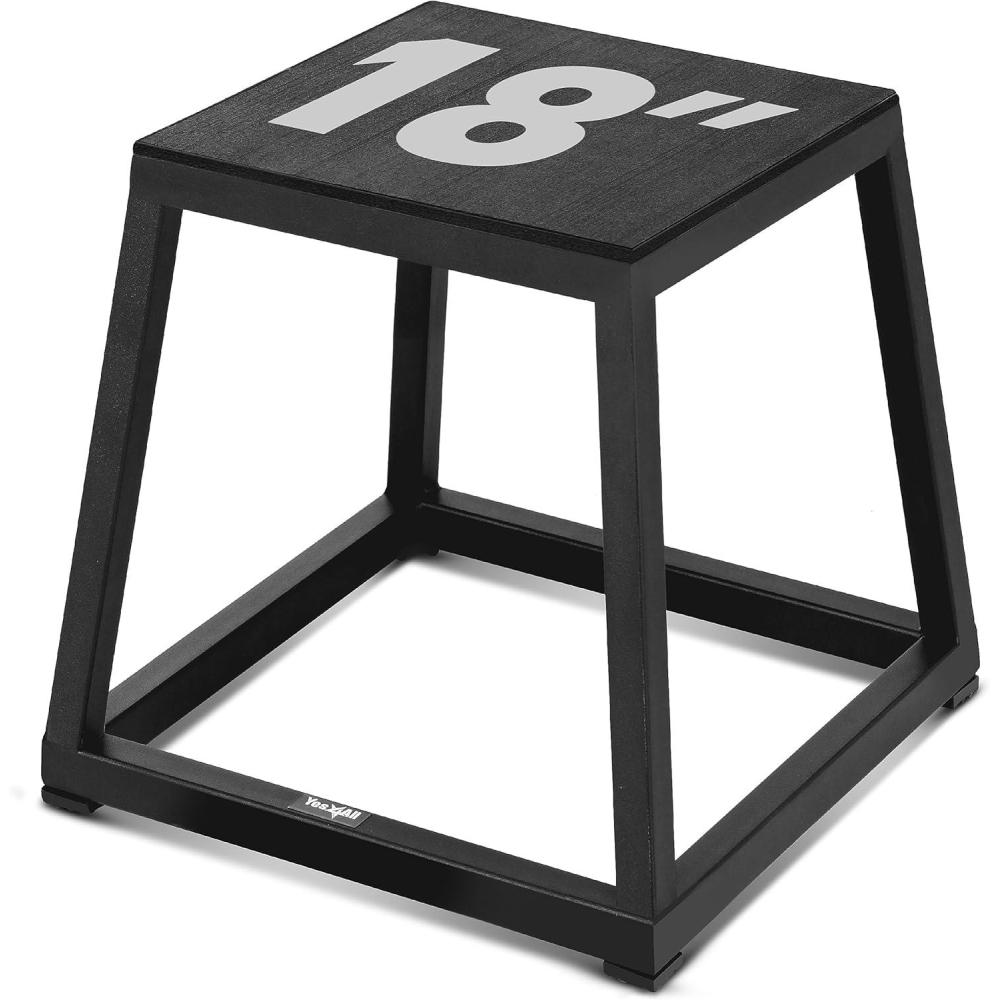 image:imageYes4All Metal Plyometric Box with 550lbs Capacity PreAssembled Plyo Jump Platform Step Up Box for Workout Home Gym18 inches