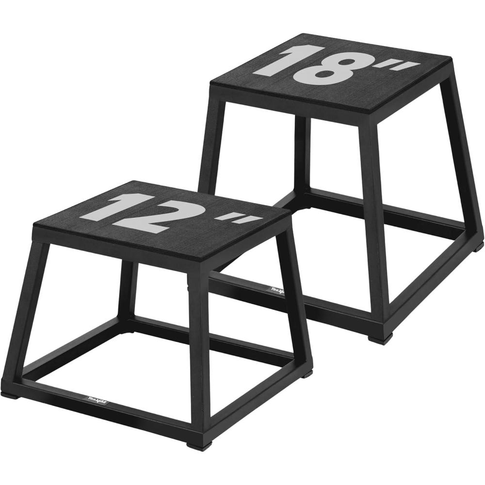 image:imageYes4All Metal Plyometric Box with 550lbs Capacity PreAssembled Plyo Jump Platform Step Up Box for Workout Home GymCombo 12 18
